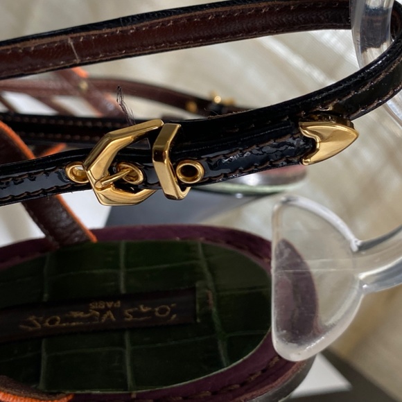 Louis Vuitton slingback heels multi-color leather straps size 38 Italy mules - Picture 5 of 11